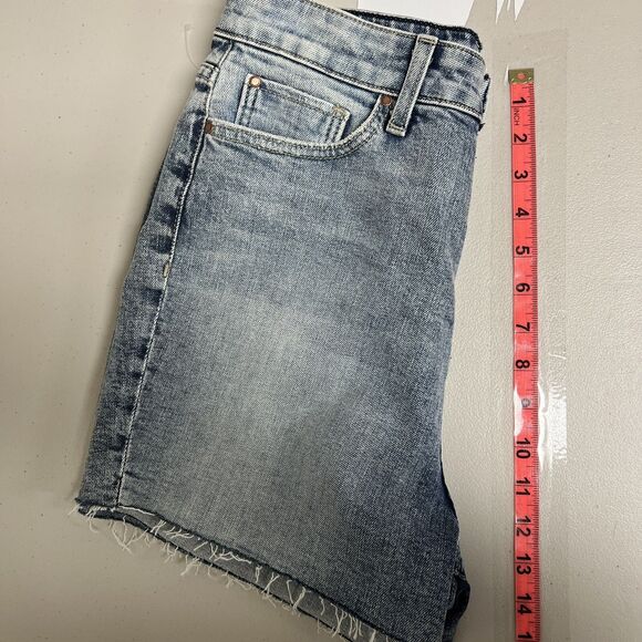 Fidelity Harley High Rise Denim Shorts 29 Raw Hem 5” Inseam Button Fly NWOT - Picture 8 of 10